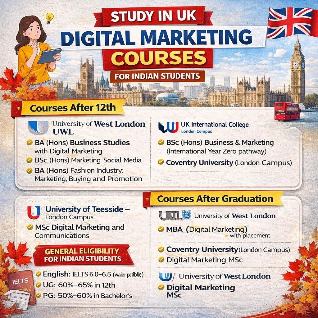 Indian Students’ Digital Marketing Courses in the UK (2026 Guide)